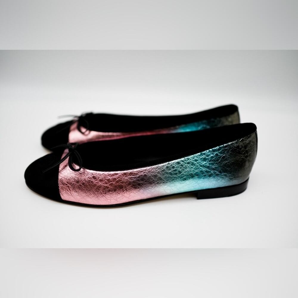 CHANEL rainbow ombre metallic ballet ballerina flats shoes size 38 8 - Picture 4 of 12